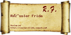 Rössler Frida névjegykártya
