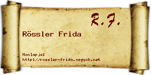 Rössler Frida névjegykártya